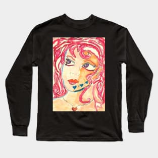 Princess woman girl tattoo face art Long Sleeve T-Shirt